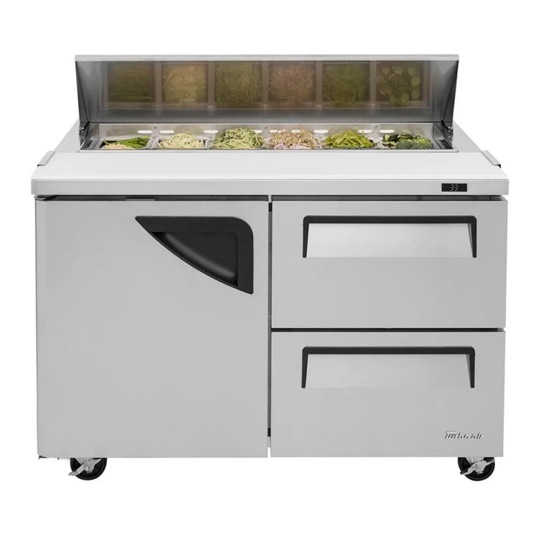 Turbo Air TST-48SD-D2-N 48" Sandwich / Salad Prep Table w/ 2 Drawers & 1 Door, 12 Pans