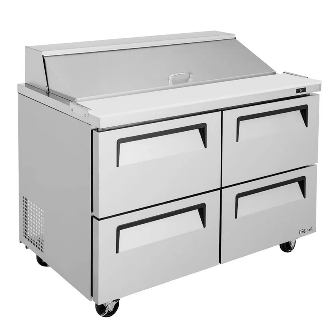 Turbo Air TST-48SD-D4-N 48" Two Section Sandwich / Salad Prep Table w/ 4 Drawers, 12 Pans