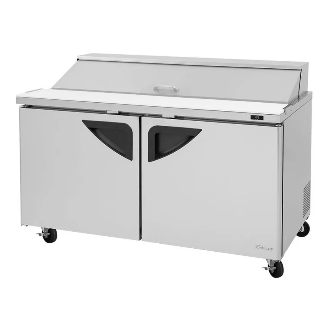 Turbo Air TST-60SD-N 60" Two Section Sandwich / Salad Prep Table w/ 2 Doors, 16 Pans