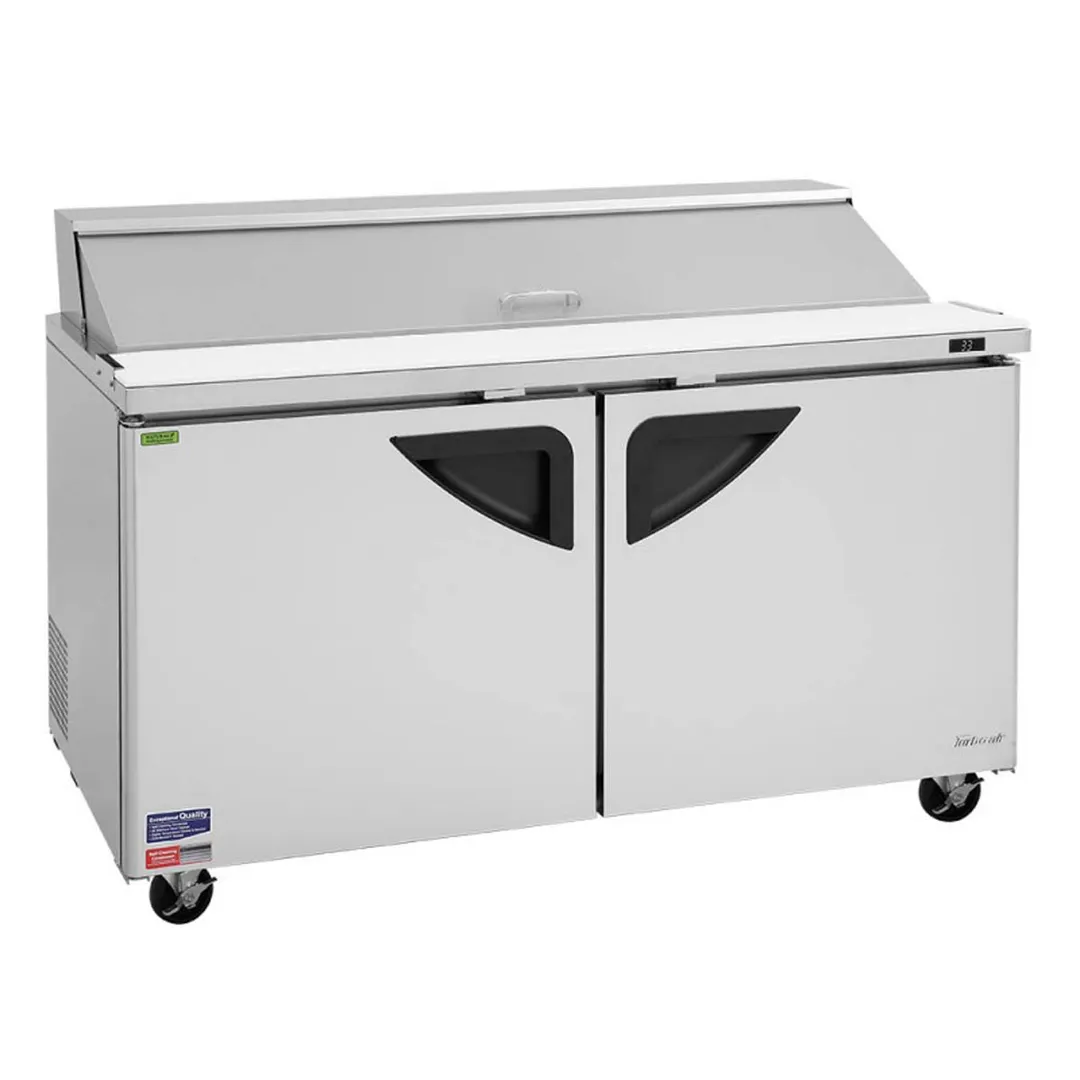 Turbo Air TST-60SD-N 60" Two Section Sandwich / Salad Prep Table w/ 2 Doors, 16 Pans
