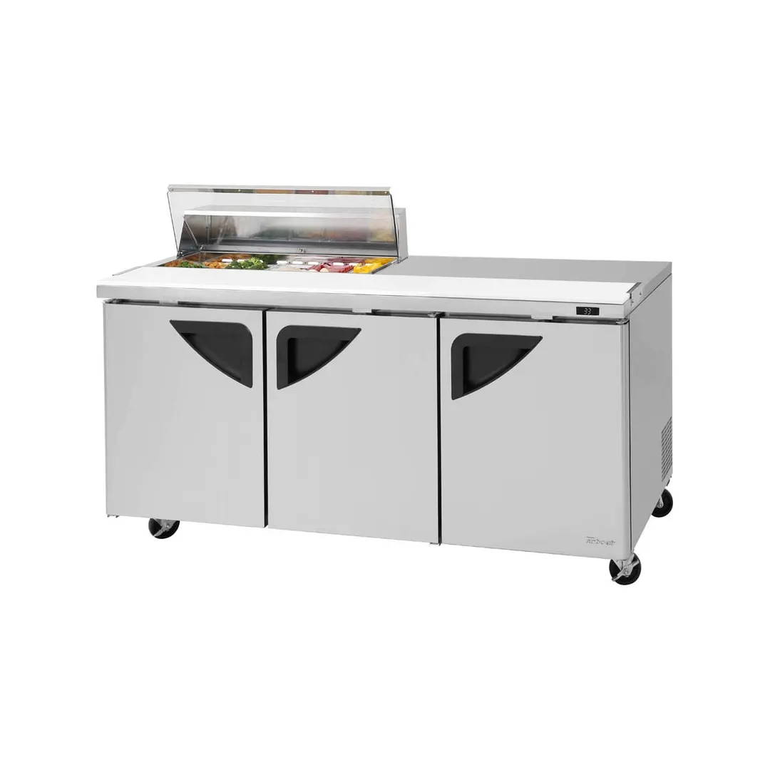 Turbo Air TST-72SD-10S-N-CL 72" Three Section Sandwich / Salad Prep Table w/ 3 Doors, 10 Pans