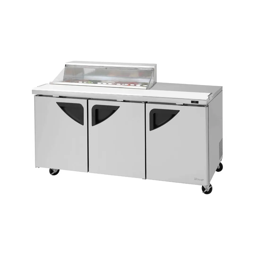 Turbo Air TST-72SD-12S-N-CL 72" Three Section Sandwich / Salad Prep Table w/ 3 Doors, 12 Pans