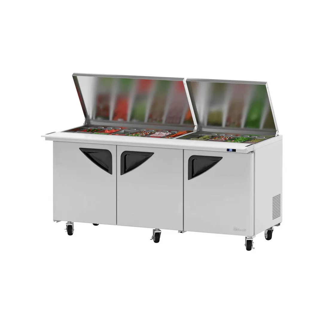 Turbo Air TST-72SD-30-N-FL 72" Mega Top Sandwich/Salad Prep Table w/ 3 Doors, 30 Pans