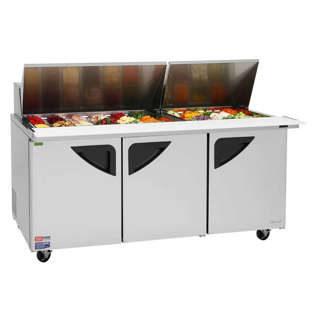 Turbo Air TST-72SD-30-N 72" Mega Top Sandwich/Salad Prep Table w/ 3 Doors, 30 Pans