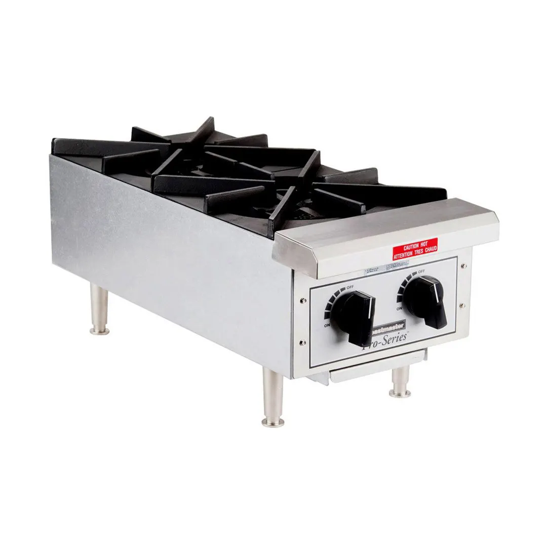 Toastmaster TMHP2 12" Countertop Gas Hotplate with (2) Burners, Manual Control, 44.000 BTU