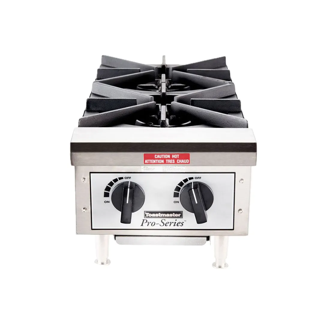 Toastmaster TMHP2 12" Countertop Gas Hotplate with (2) Burners, Manual Control, 44.000 BTU