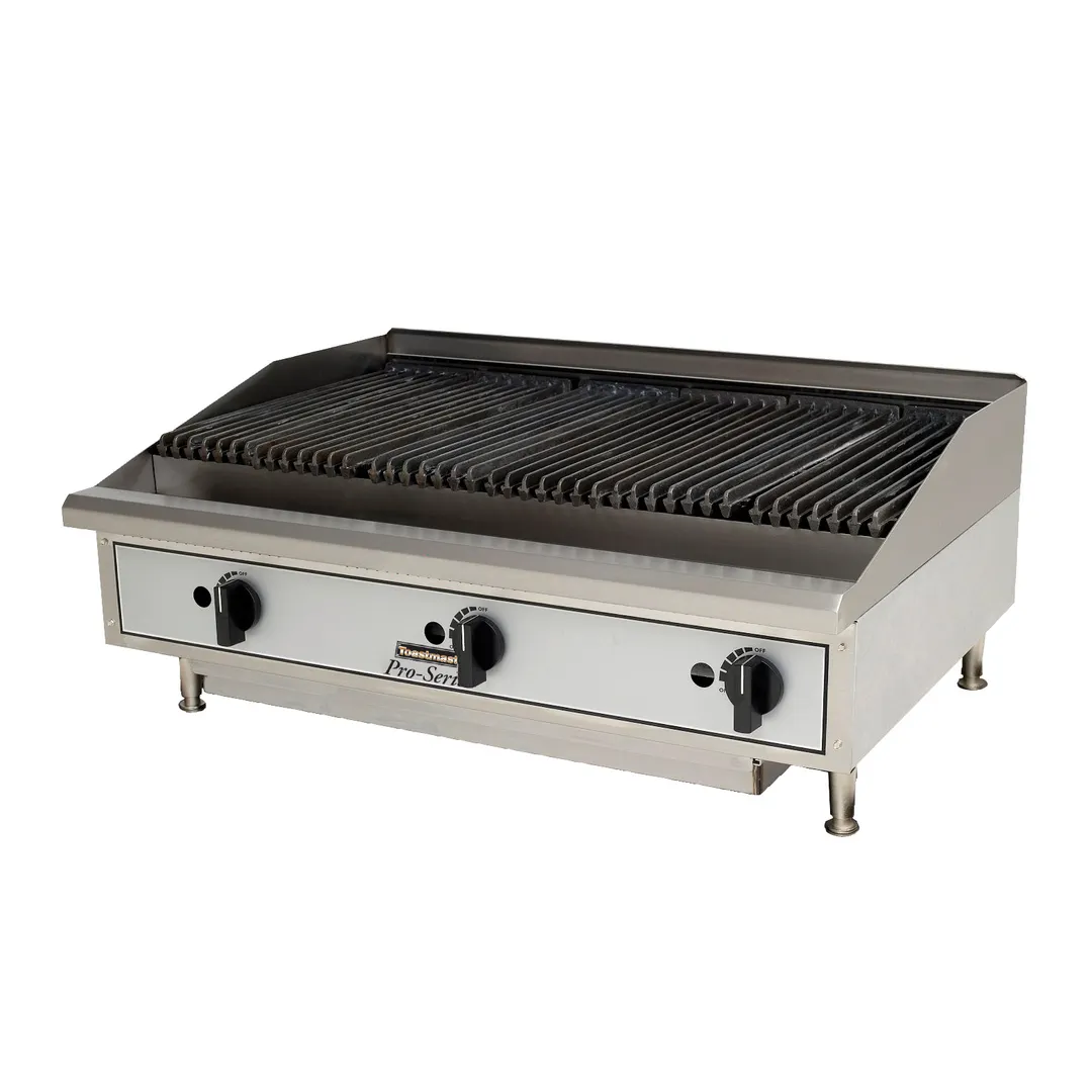 Toastmaster TMLC36 36" Countertop Gas Lava Rock Charbroiler w/ (3) Burners, 90.000 BTU