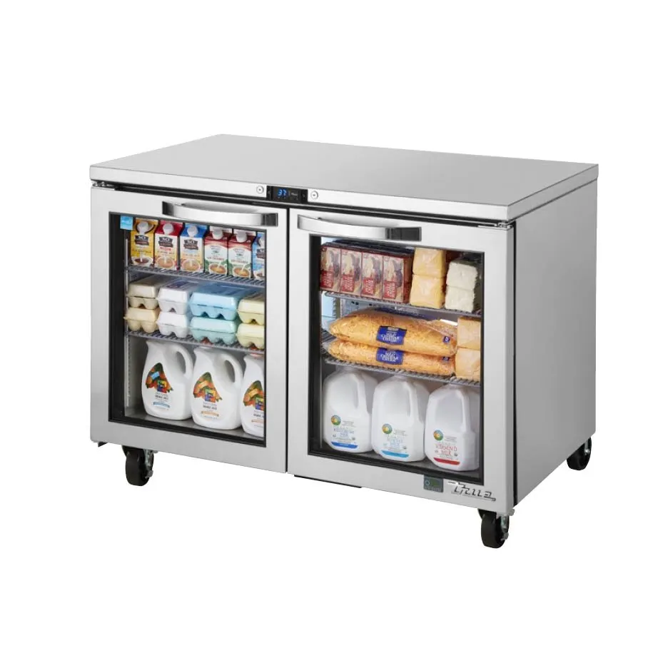 True TUC-48G-HC~SPEC3 48" 2-Section Undercounter Refrigerator w/ 2 Glass Doors