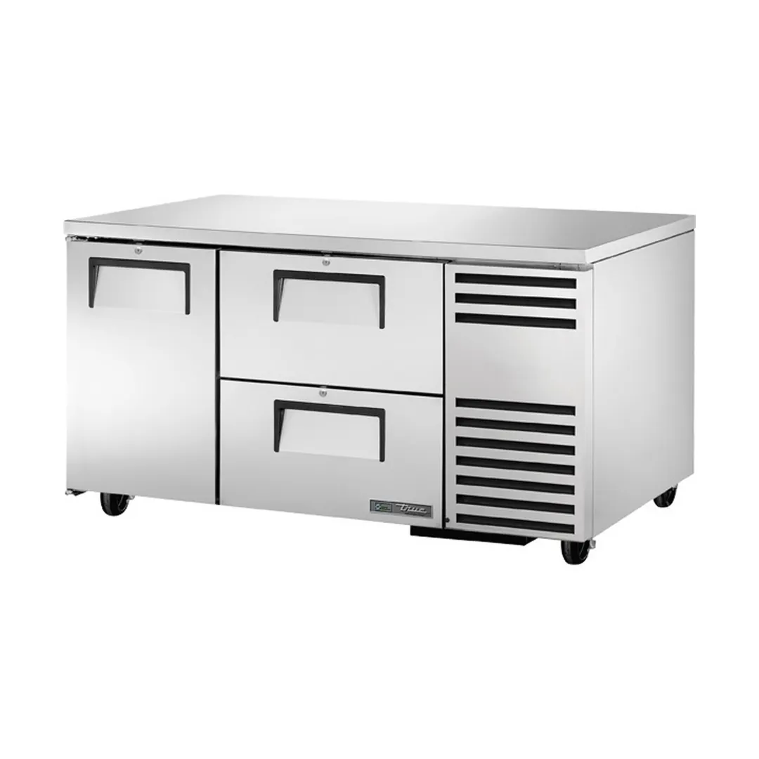 True TUC-60-32D-2-HC 60" 2-Section Undercounter Refrigerator w/ 2 Drawers & 1 Door
