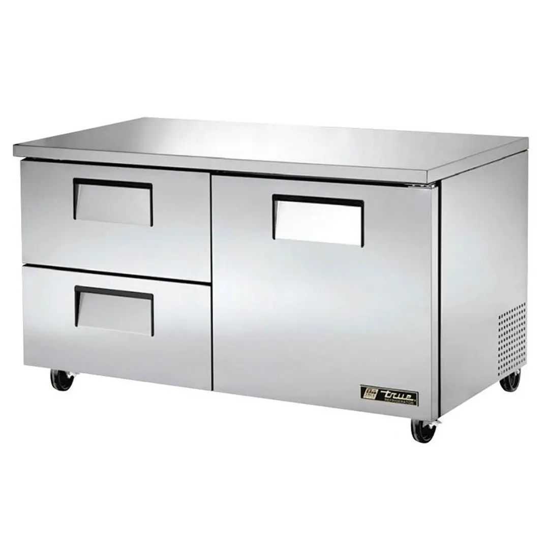 True TUC-60D-2-HC 60" 2-Section Undercounter Refrigerator w/ 2 Drawers & 1 Door