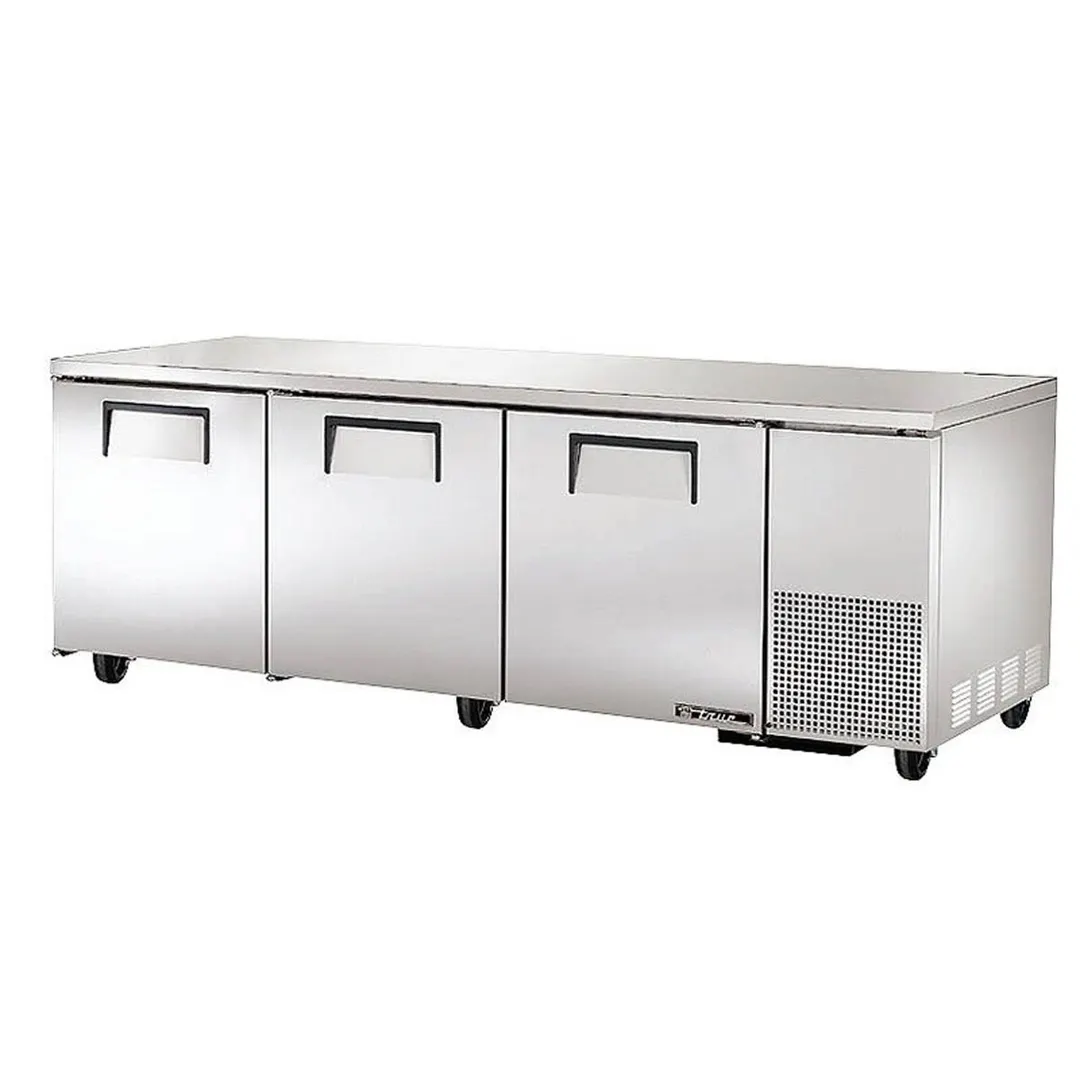 True TUC-93-HC 93" 3-Section Undercounter Refrigerator w/ 3 Solid Doors