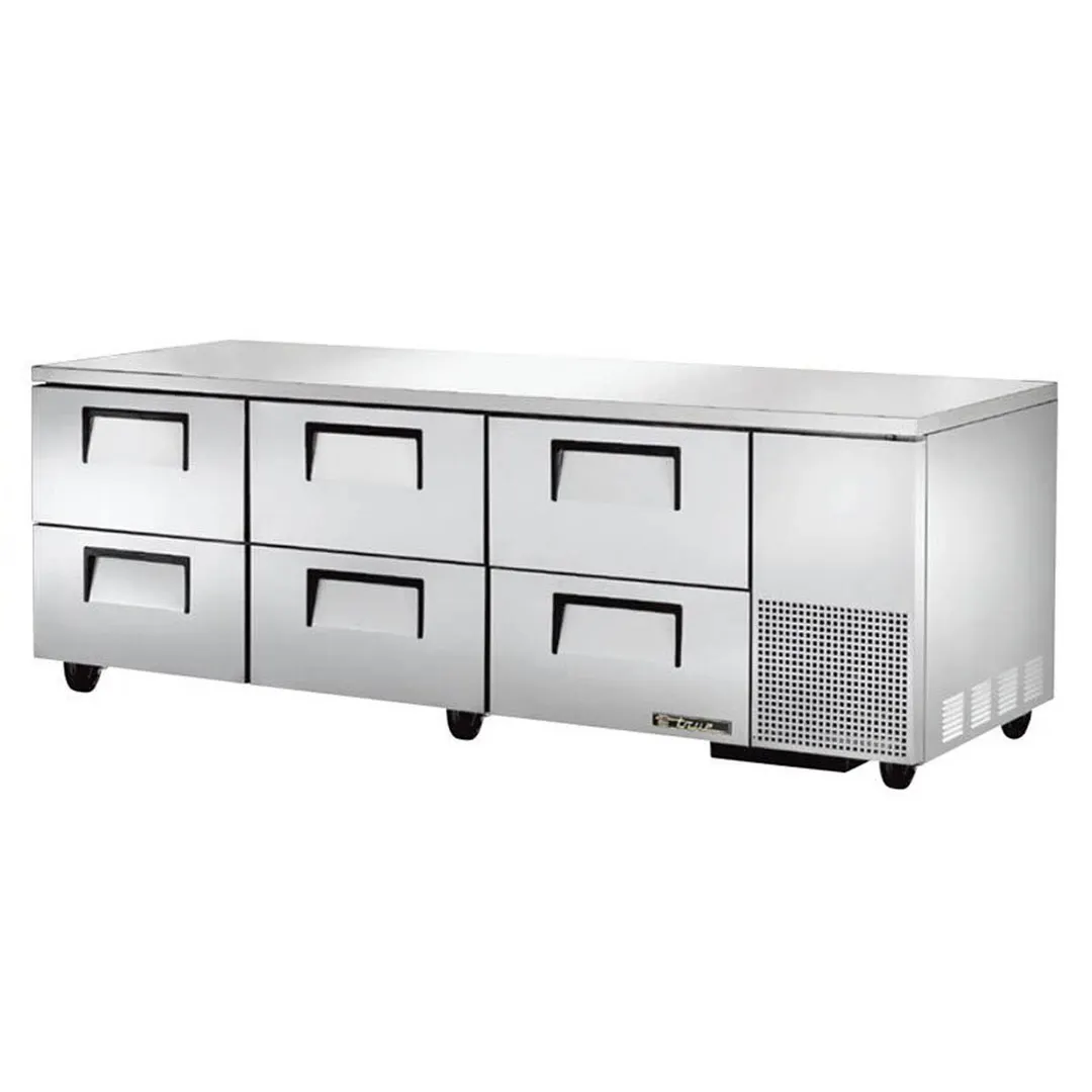 True TUC-93D-6-HC 93" 3-Section Undercounter Refrigerator w/ 6 Drawers