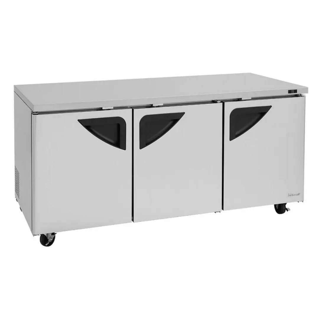 Turbo Air TUR-72SD-N 72" 3-Section Undercounter Refrigerator, Stainless Steel, 3 Doors, 18.8 cu. ft.