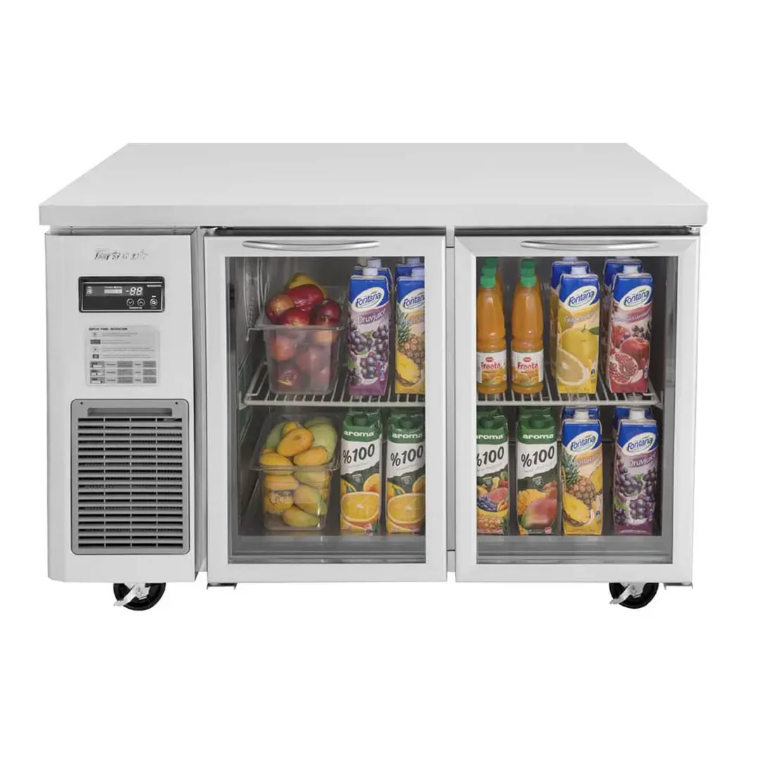 Turbo Air JUR-48-G-N 47" 2-Section Undercounter Refrigerator w/ 2 Glass Doors, 10.6 cu. ft.