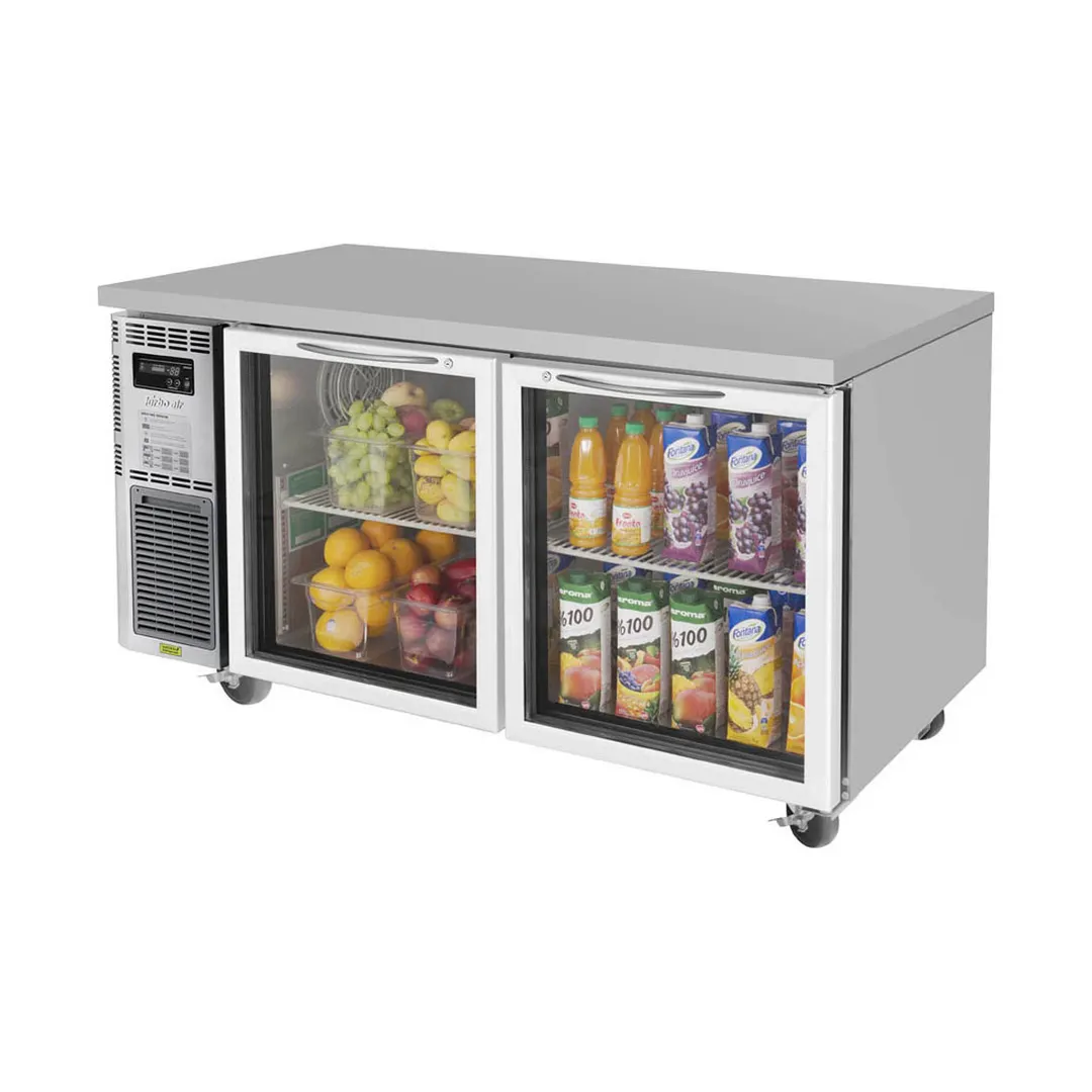 Turbo Air JUR-60-G-N 59" 2-Glass Door Undercounter Refrigerator, Stainless Steel, 14.58 cu. ft.