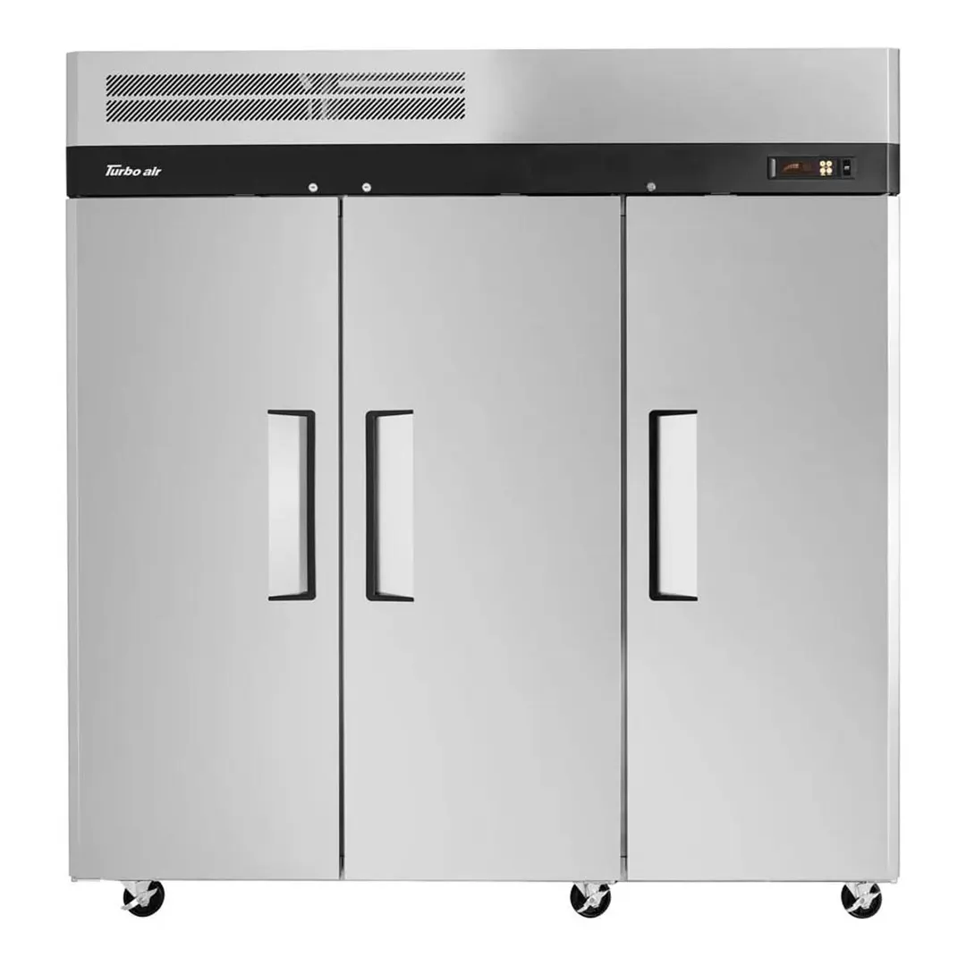 Turbo Air M3F72-3-N 77-3/4" 3-Solid Door Reach-In Freezer, Top Mounted, 65.8 cu. ft., Stainless Steel
