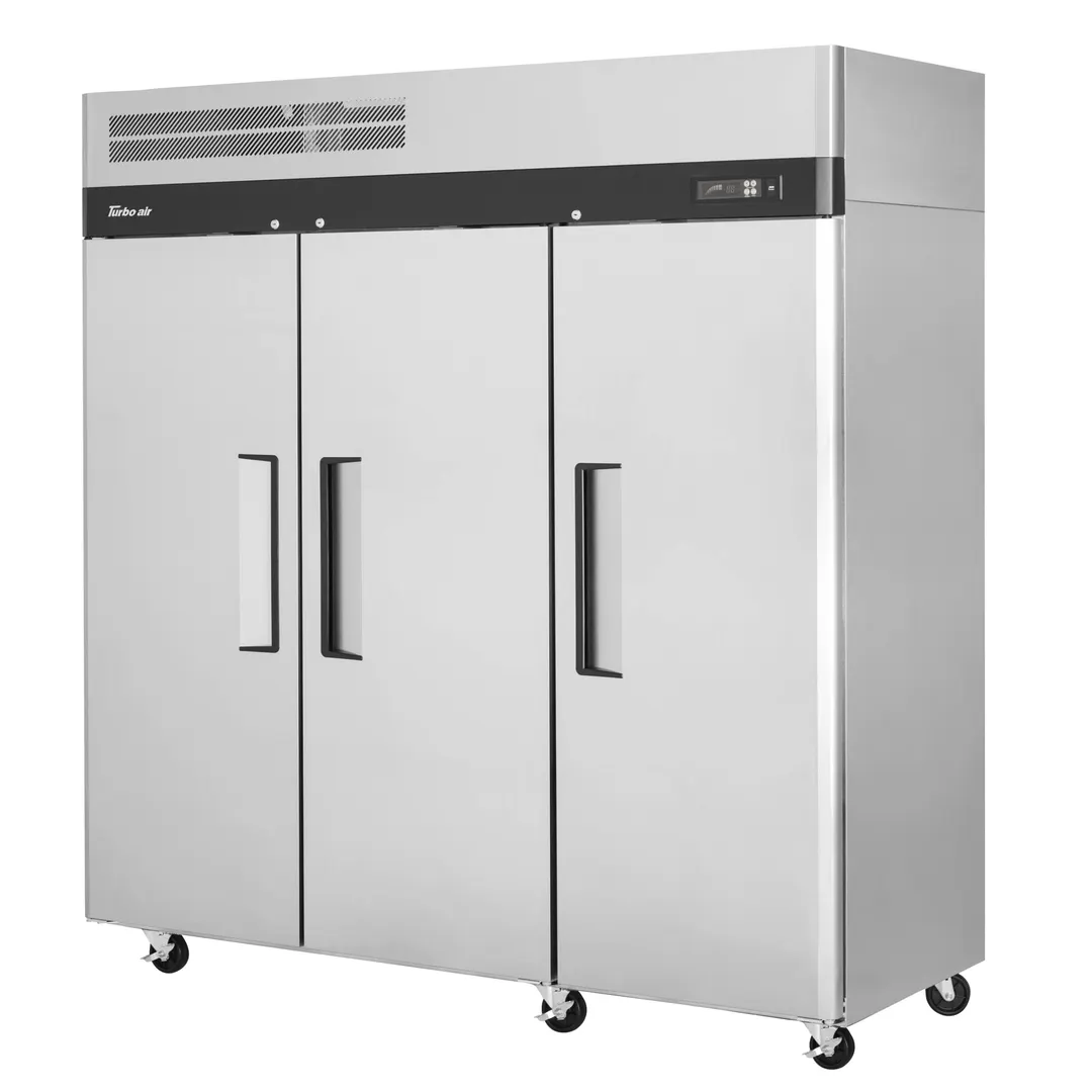Turbo Air M3F72-3-N 77-3/4" 3-Solid Door Reach-In Freezer, Top Mounted, 65.8 cu. ft., Stainless Steel
