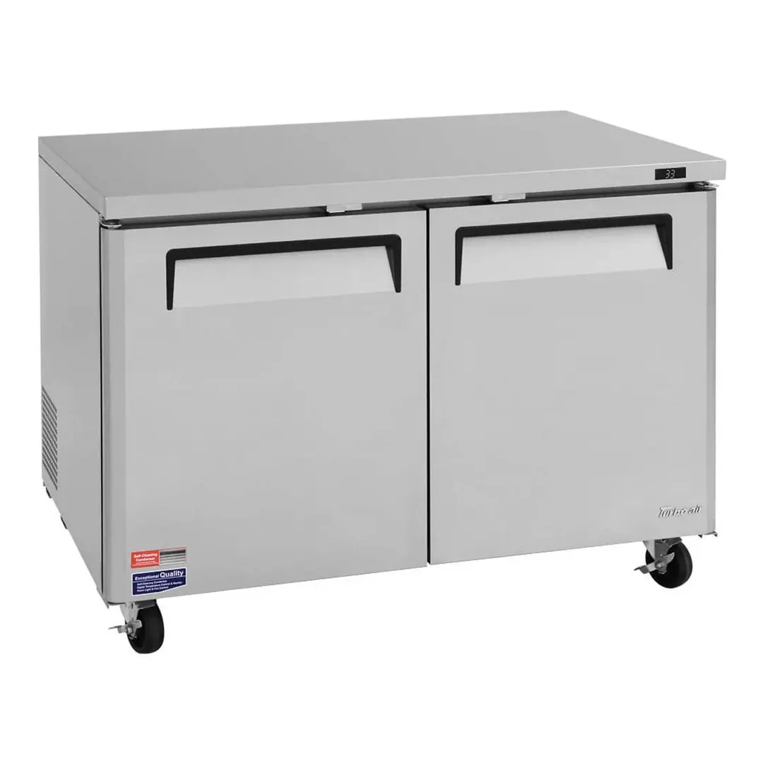 Turbo Air MUF-48-N 48" 2-Door Undercounter Freezer, Stainless Steel Exterior, 12.2 cu. ft., R290 Refrigerant