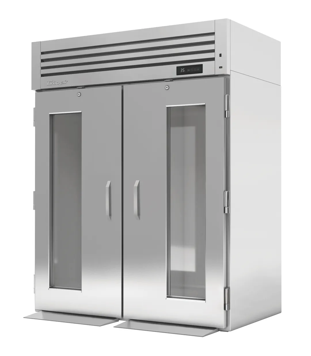Turbo Air PRO-50R-G-RI-N 66" Two Section Roll-In Refrigerator w/ Glass Doors, Self-Contained, Stainless Steel, 82 cu. ft.