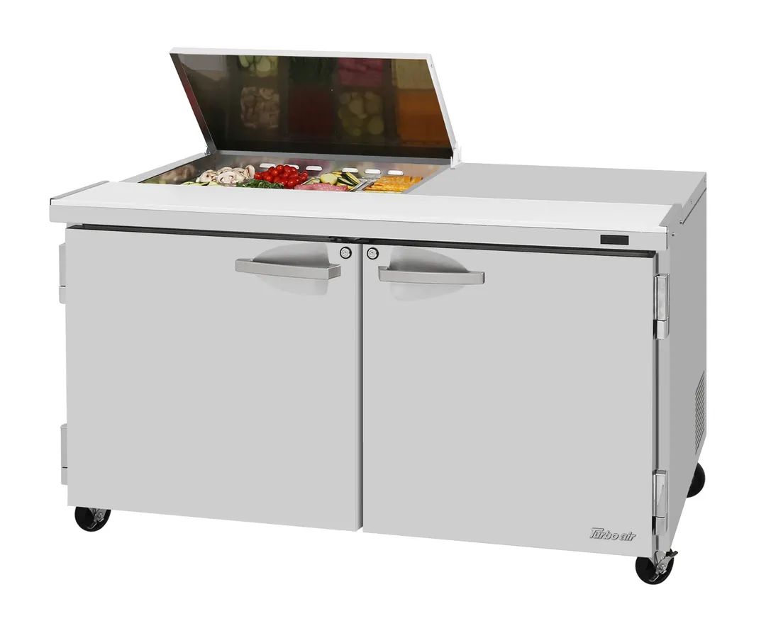 Turbo Air PST-60-08S-N-FL 48" 2-Door Sandwich and Salad Prep Table, 8 Pans, Stainless Steel