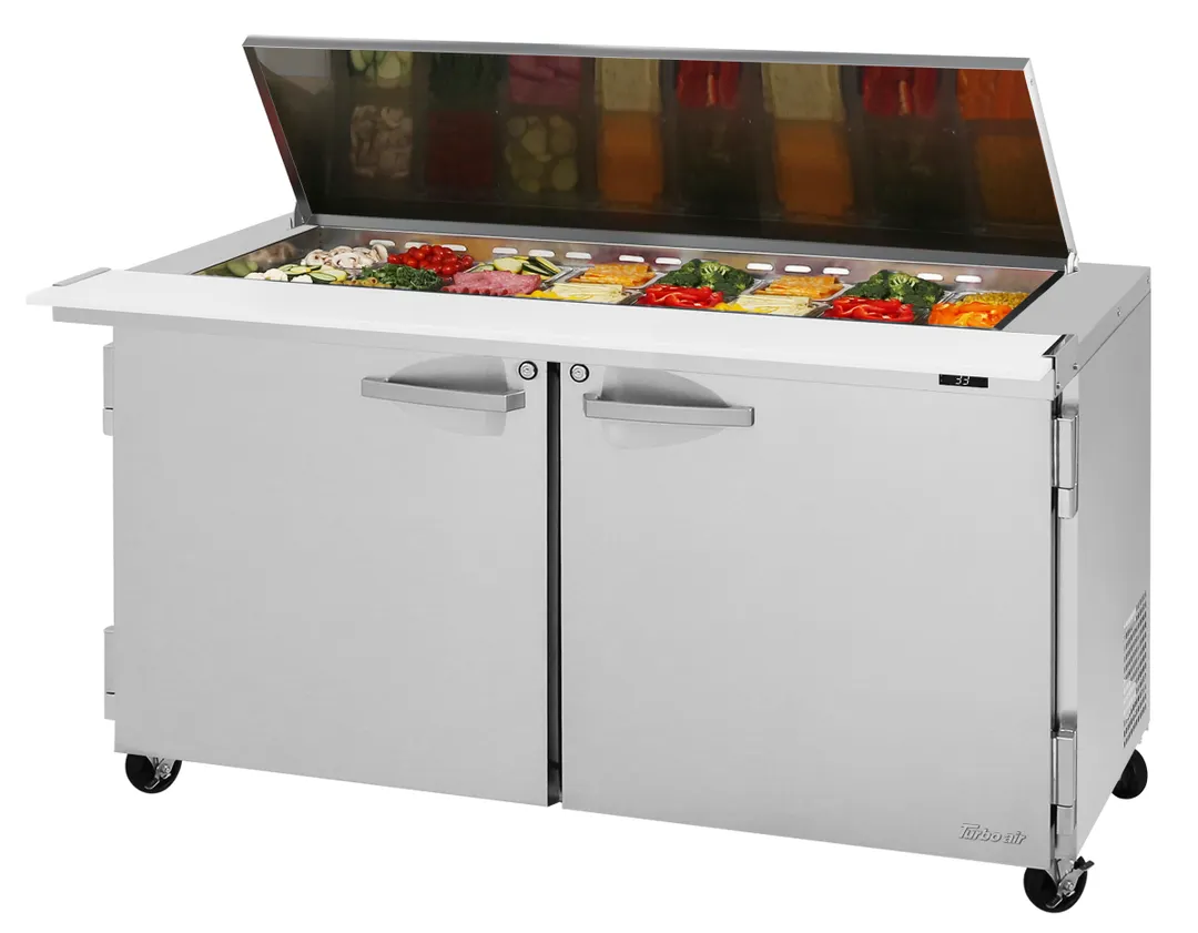Turbo Air PST-60-24-N-FL 60" Mega Top Refrigerated Sandwich/Salad Prep Table w/ 2 Doors, 24 Pans