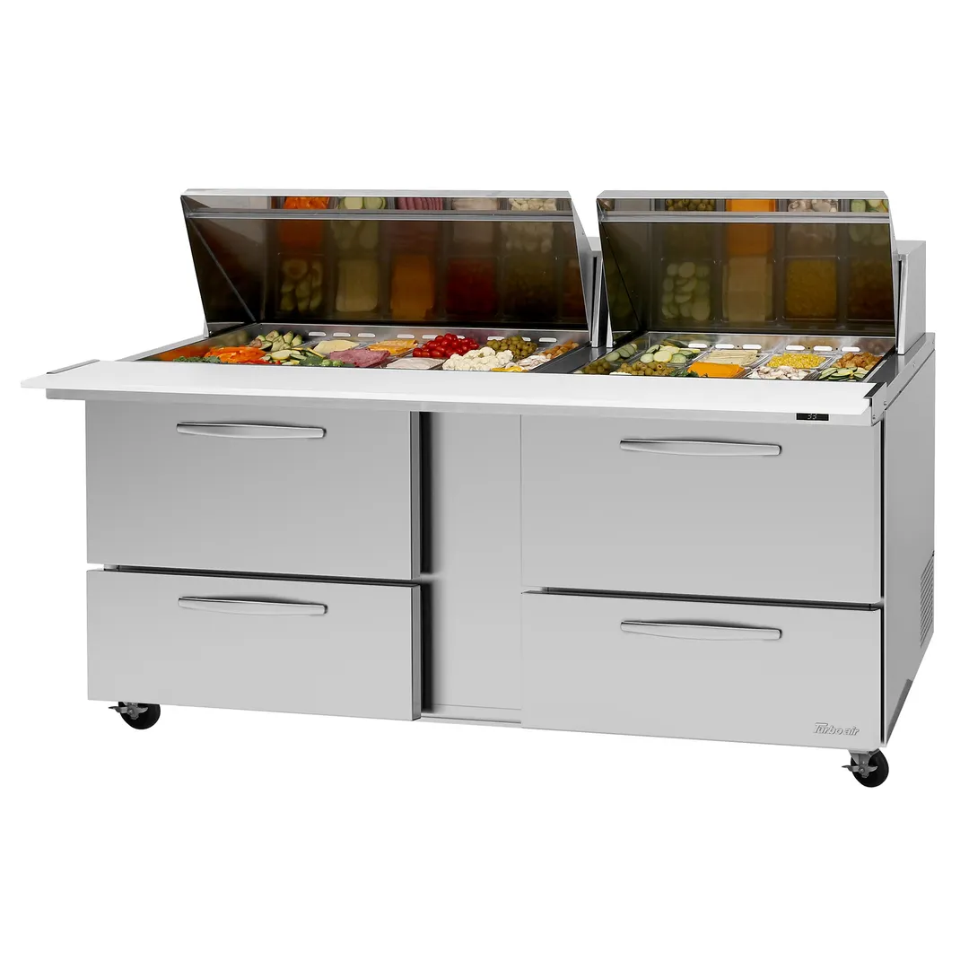 Turbo Air PST-72-30-D4-N 72" Mega Top Sandwich/Salad Prep Table w/ 4 Drawers, 30 Pans
