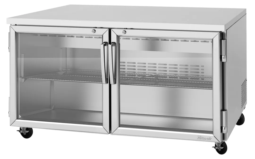 Turbo Air PUR-60-G-N 60" 2-Door Undercounter Refrigerator, Stainless Steel, 17 cu. ft., LED Lighting