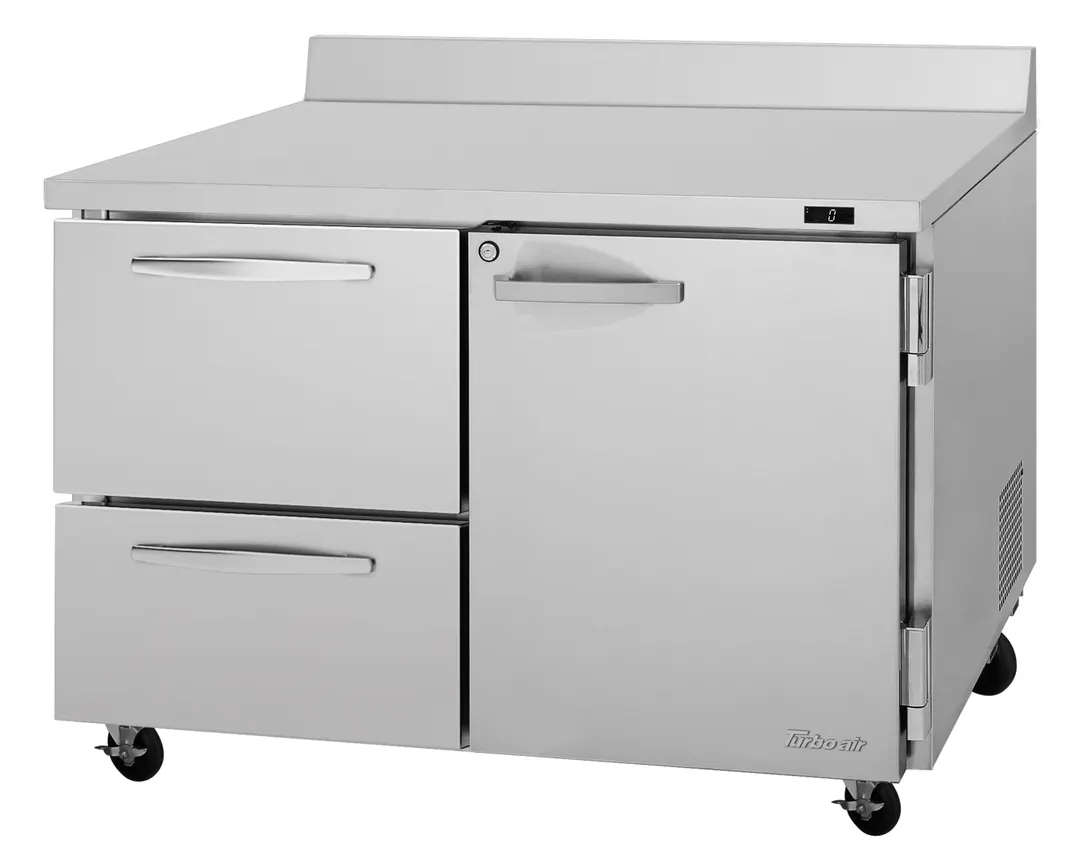 Turbo Air PWF-48-D2R(L)-N 48" 2-Section Worktop Freezer w/ 1 Door & 2 Drawers, 12.8 cu. ft.