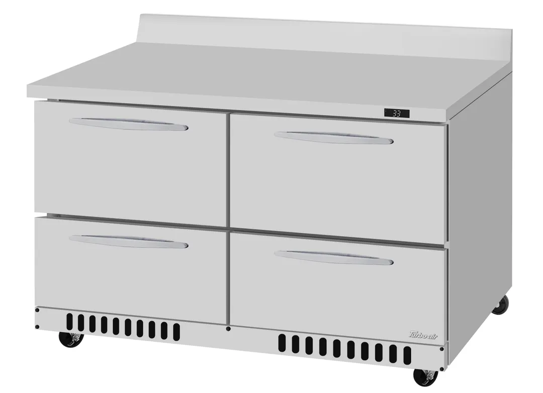 Turbo Air PWR-48-D4-FB-N 48" Two Section WorkTop Refrigerator, 4 Drawers, 9.8 cu. ft.