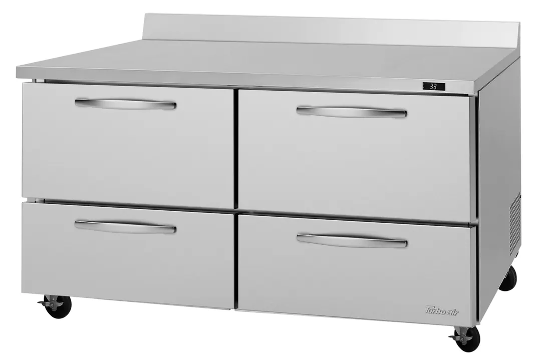 Turbo Air PWR-60-D4-N 60" 2-Section Worktop Refrigerator w/ 4 Drawers, 17.2 cu. ft.