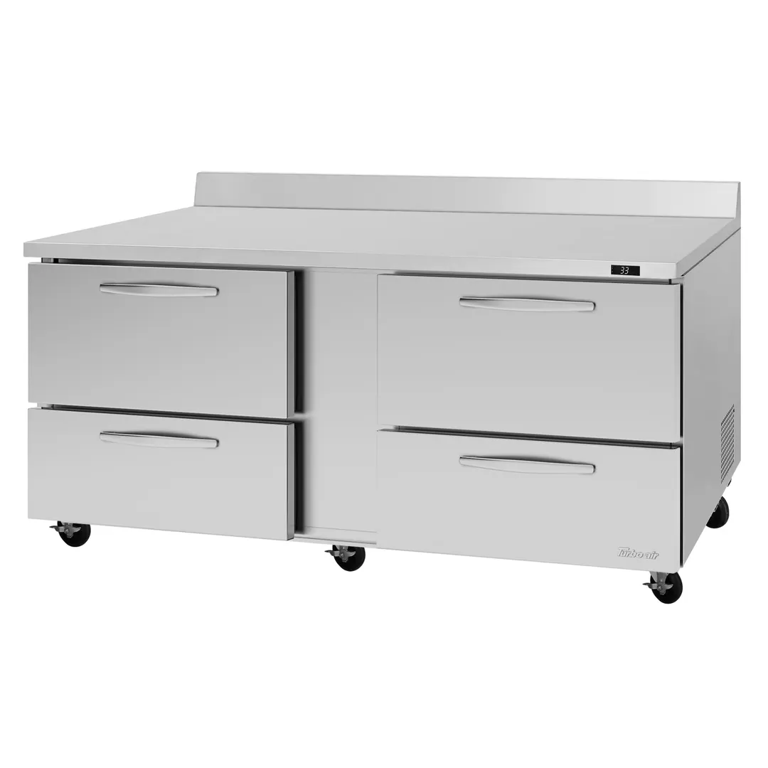 Turbo Air PWR-72-D4-N 72" 2-Section Worktop Refrigerator w/ 4 Drawers, 18.8 cu. ft.