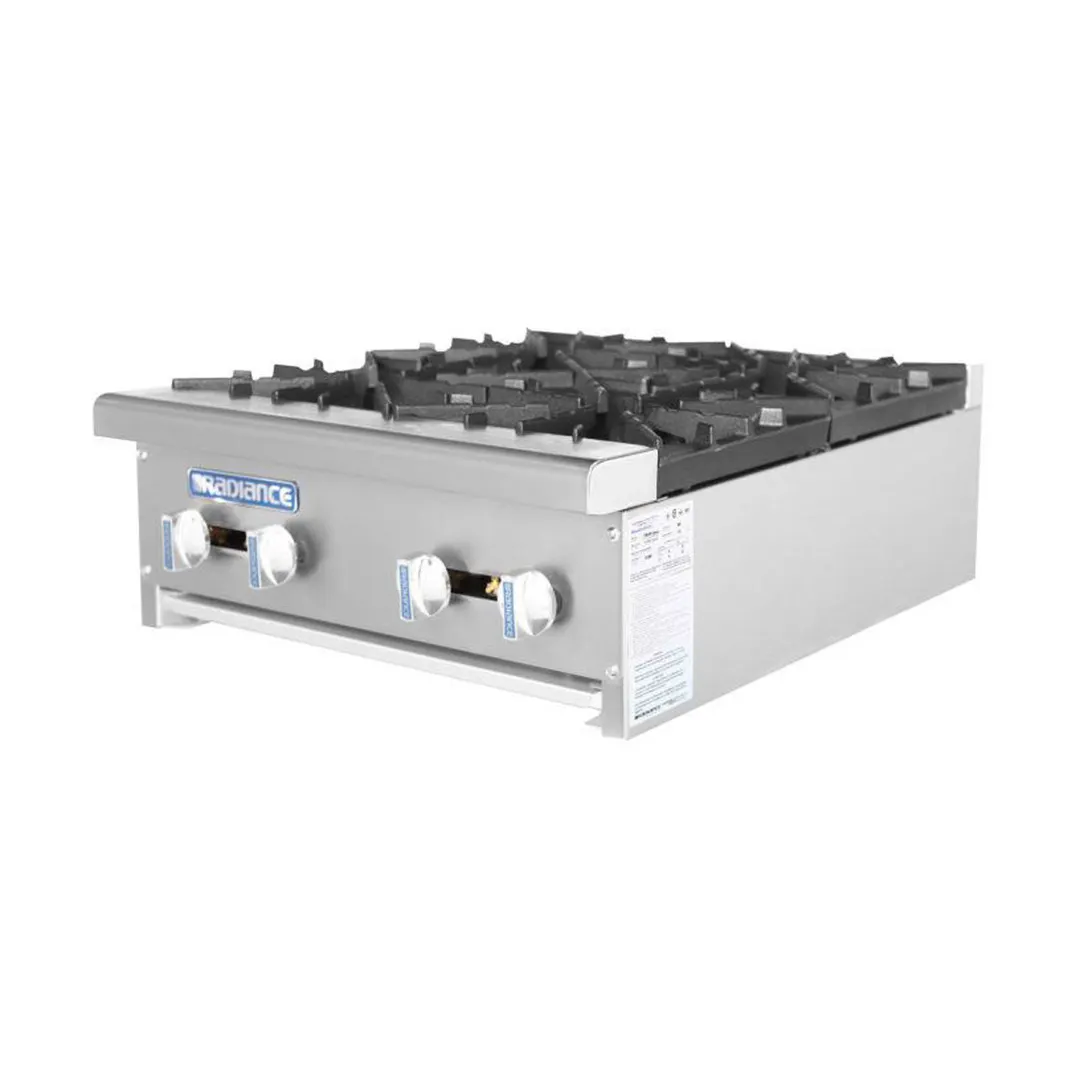 Turbo Air TAHP-24-4 24" Countertop Gas Hotplate with (4) Burners, Manual Control, 128.000 BTU