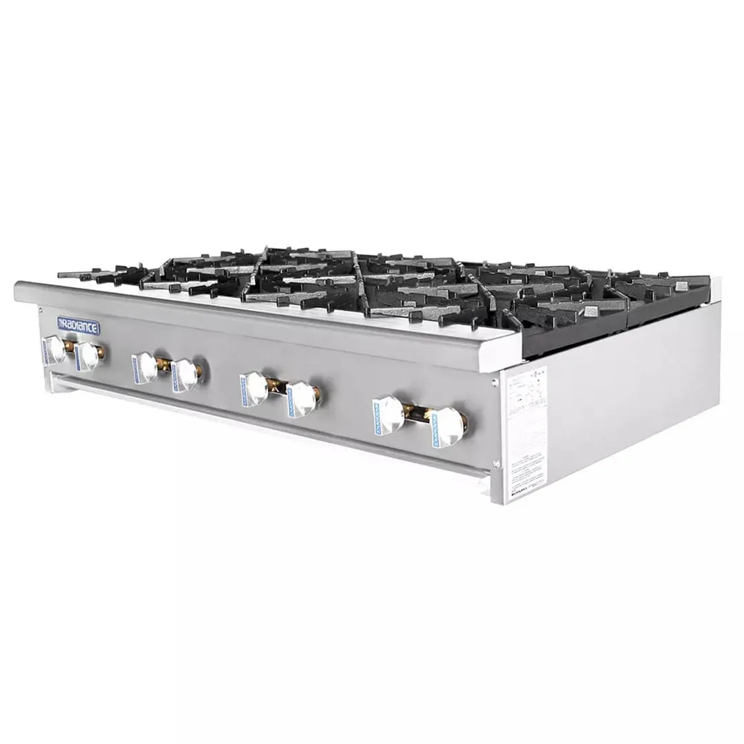 Turbo Air TAHP-48-8 48" Countertop Gas Hotplate with (8) Burners, Manual Control, 256.000 BTU