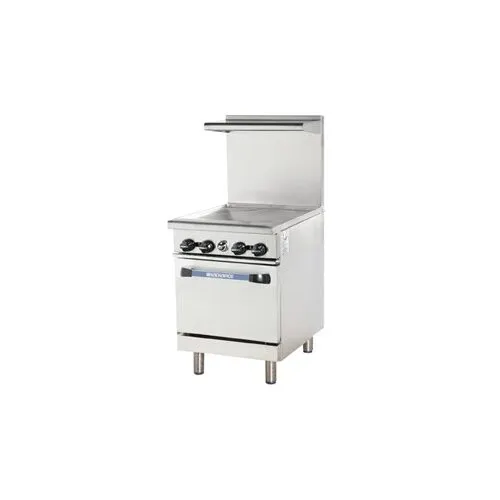 Turbo Air TAR-24G-LP 24" Liquid Propane Gas Restaurant Range, 24" Full Griddle w/ Thermostatic Controls, (1) Space Saver Oven, 72.000 BTU