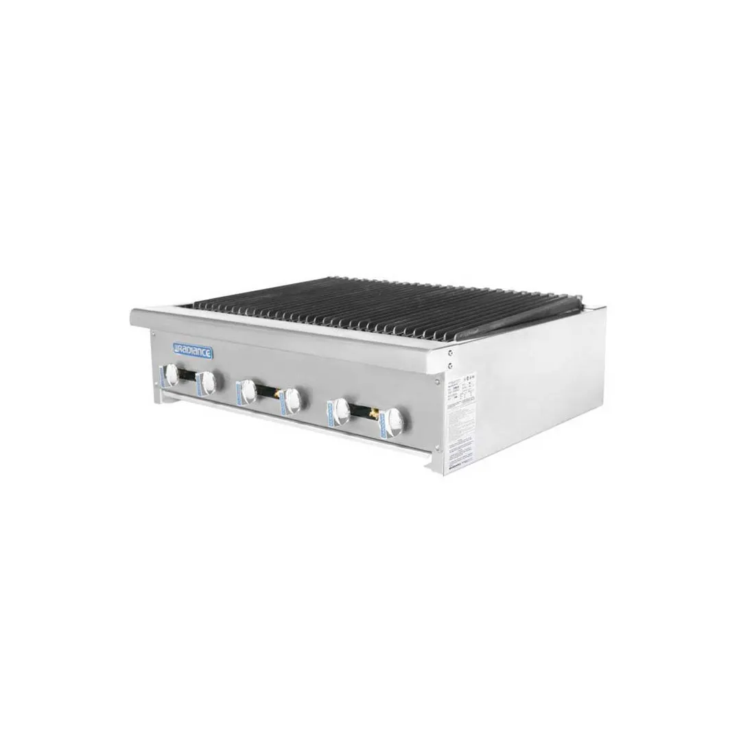 Turbo Air TARB-36 36" Countertop Gas Radiant Charbroiler w/ (6) Burners, 90.000 BTU