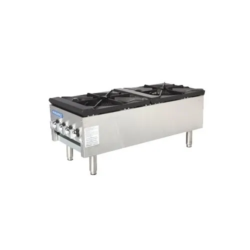 Turbo Air TASP-18S-D 18" Gas Stock Pot Range w/ (2) Three Ring Burners, Low Height, Front to Back, 158.000 BTU