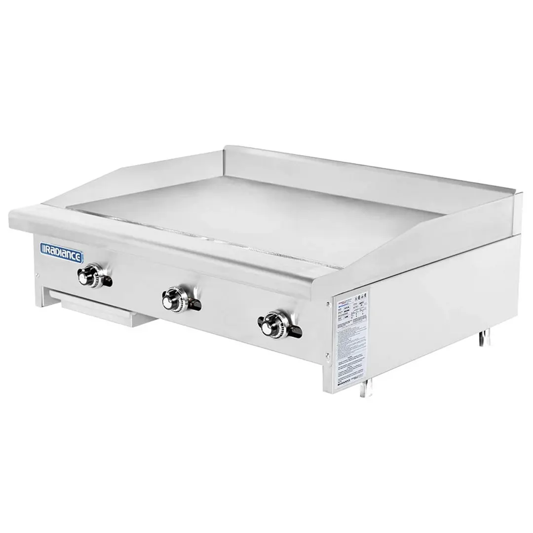 Turbo Air TATG-36 36" Countertop Thermostatic Gas Griddle, 1" Steel Plate, 66.000 BTU
