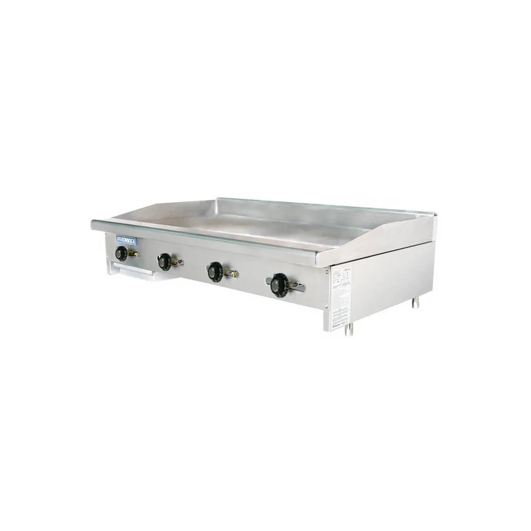Turbo Air TATG-48 48" Countertop Thermostatic Gas Griddle, 1" Steel Plate, 88.000 BTU