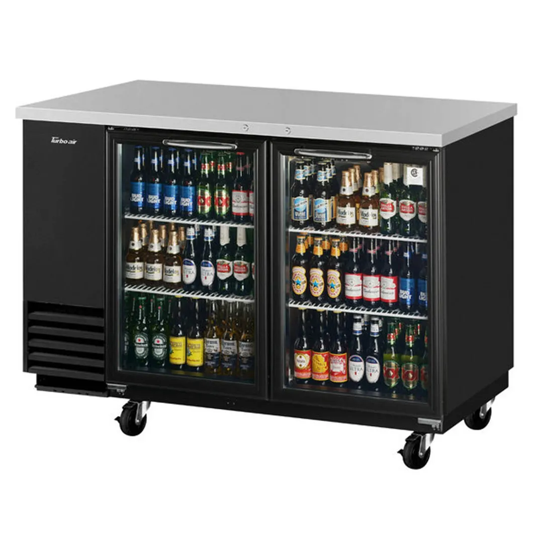 Turbo Air TBB-2SGD-N 58" Two Section Back Bar Cooler with Glass Door, 19 cu. ft.