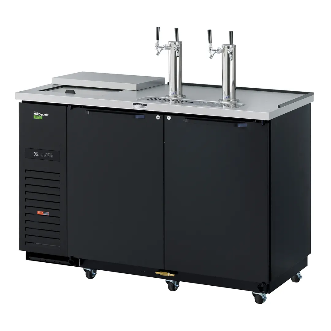 Turbo Air TCB-2SBD-N6 58" Draft Beer Cooler w/ 2 Kegs, 2 Dual-Tap Towers, Black