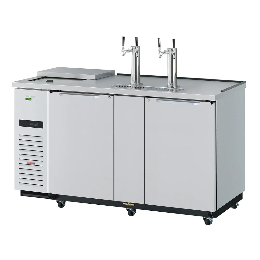 Turbo Air TCB-3SDD-N6 69" Draft Beer Cooler w/ 3 Kegs, 2 Dual-Tap Towers