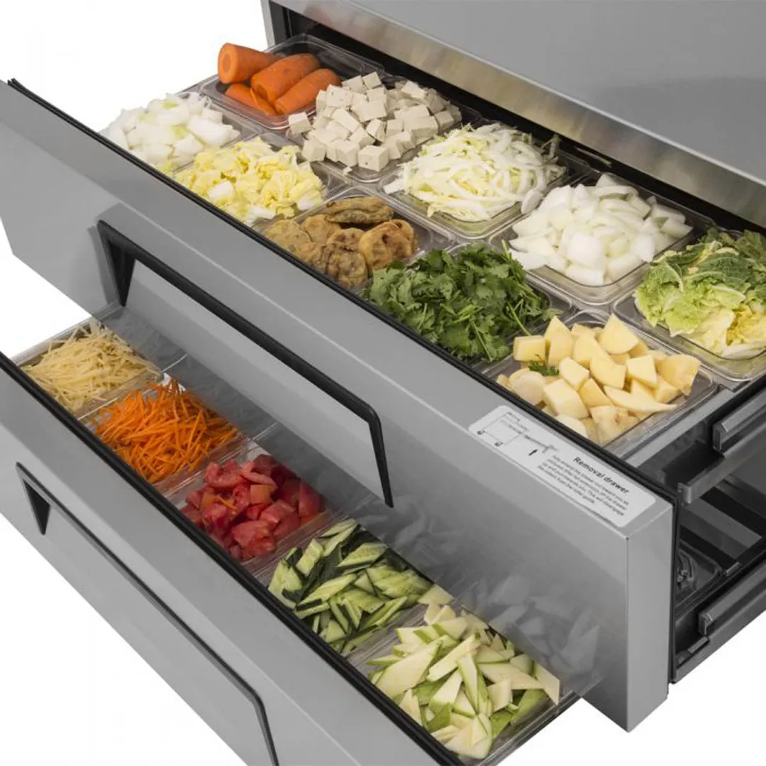 Turbo Air TCBE-48SDR-E-N 53" 2 Drawers Refrigerated Chef Base, Flat Top, 7.5 cu. ft.