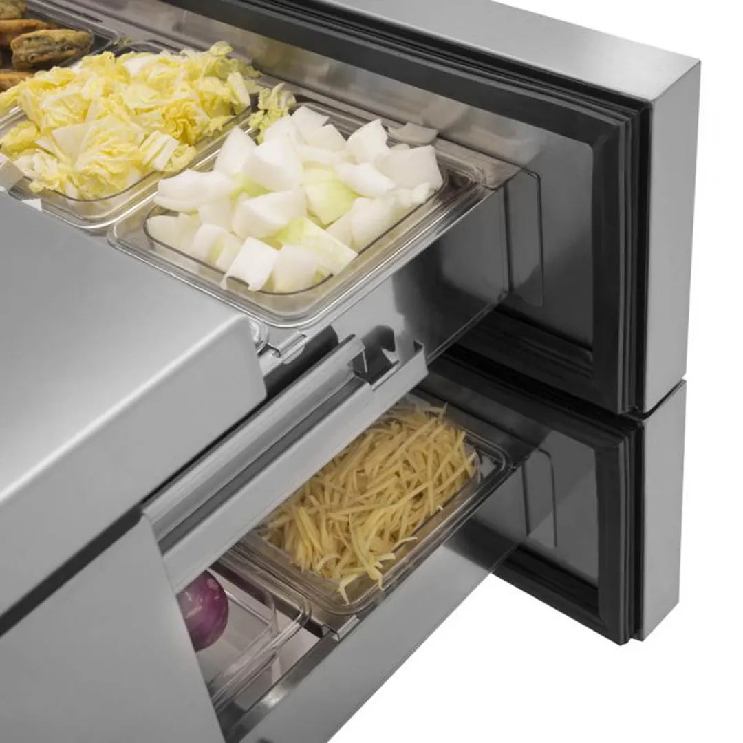 Turbo Air TCBE-52SDR-E-N 58" 2 Drawers Refrigerated Chef Base, Flat Top, 9 cu. ft.