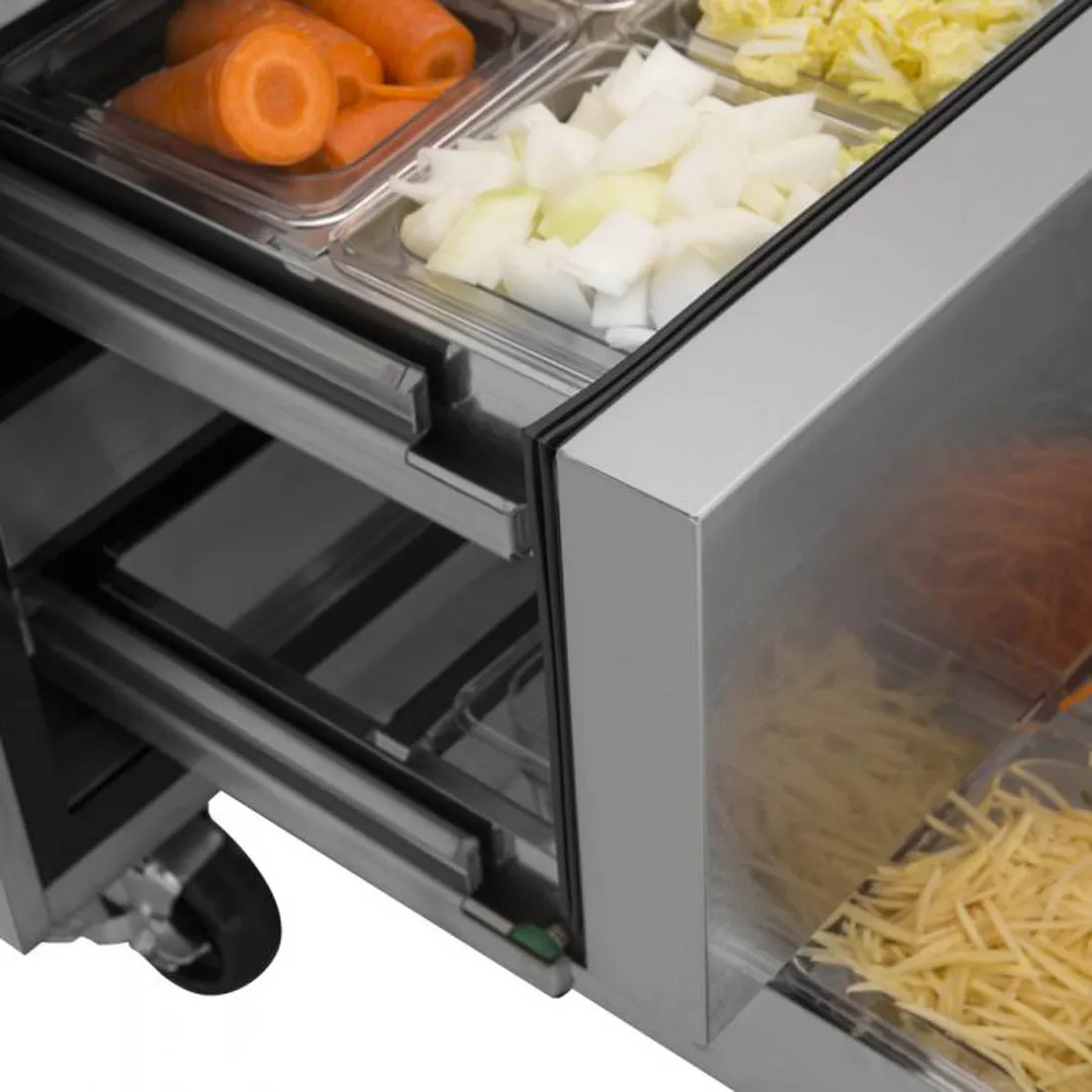Turbo Air TCBE-52SDR-E-N 58" 2 Drawers Refrigerated Chef Base, Flat Top, 9 cu. ft.