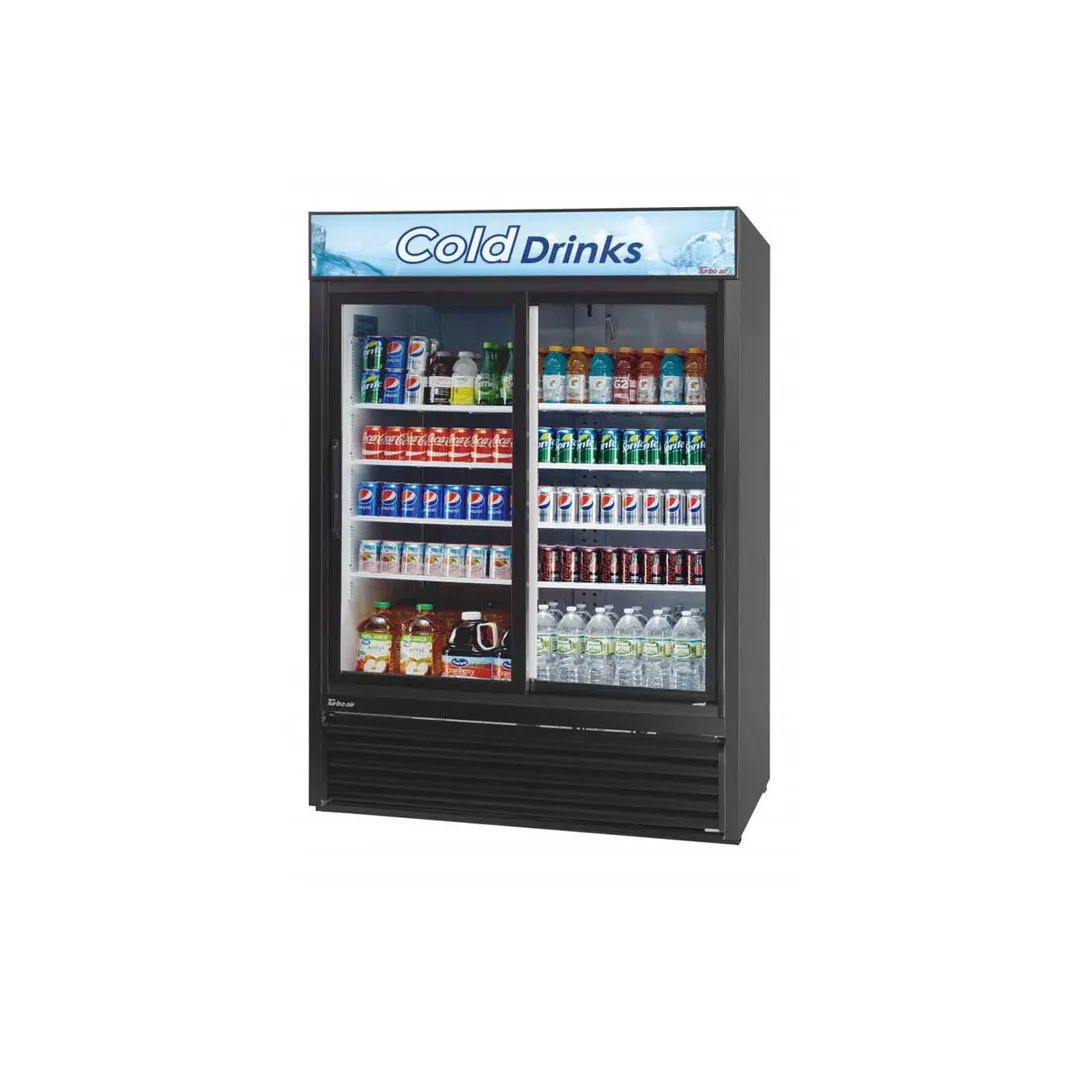 Turbo Air TGM-48RB-N 55" 2-Glass Door Merchandiser Refrigerator, 44 cu. ft., Black Finish, LED Lighting