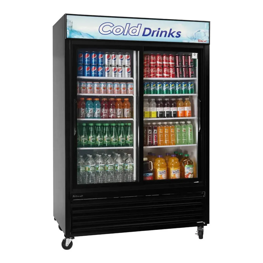 Turbo Air TGM-48RB-N 55" 2-Glass Door Merchandiser Refrigerator, 44 cu. ft., Black Finish, LED Lighting