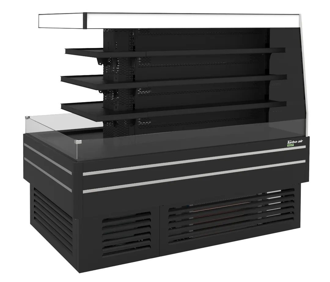 Turbo Air TIOM-48CSB-N 73" Island Display Self-Serve Refrigerated Merchandiser in Black, 3 Shelves