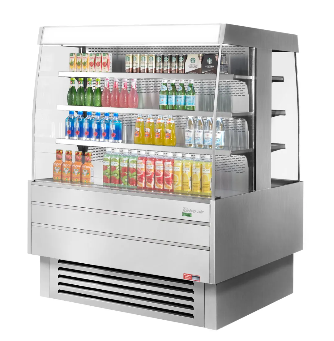 Turbo Air TIOM-48SS-N 50" Island Display Square Refrigerated Merchandiser, Stainless Steel, Self-Serve, (3+3) 6 Shelves,17.6 cu. ft.