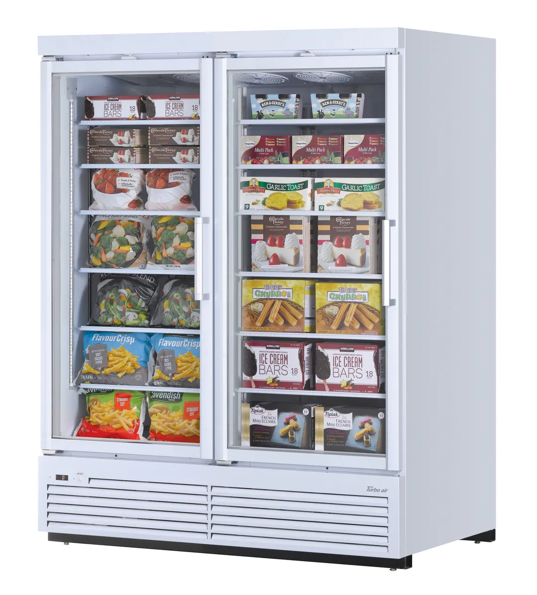 Turbo Air TJMF-55SDW(B)-N 65" 2 Glass Door Freezer Merchandiser, White or Black, 60 cu. ft.
