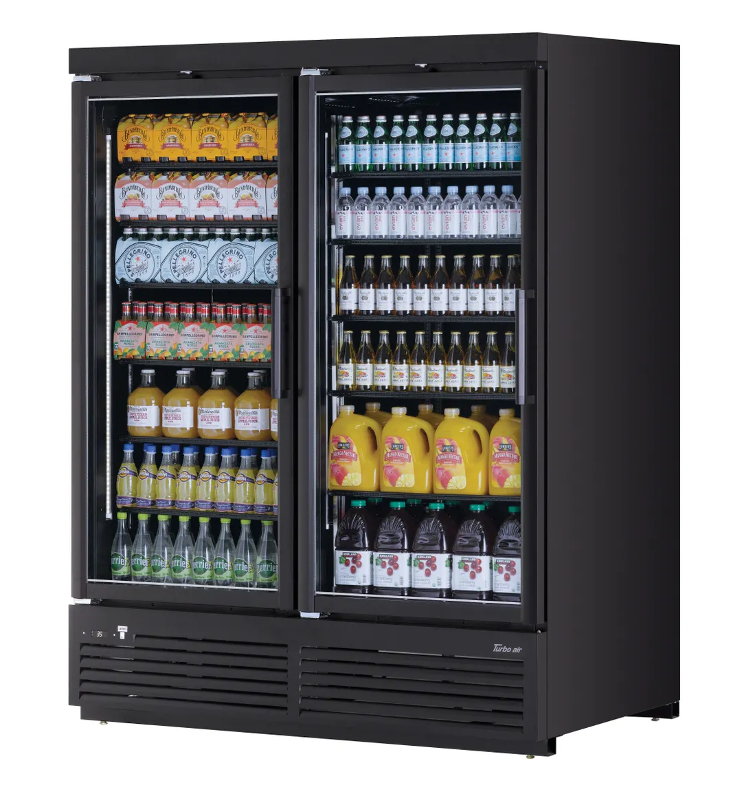 Turbo Air TJMR-55SDW(B)-N 65" 2-Glass Door Merchandiser Refrigerator, 62 cu. ft., ENERGY STAR®
